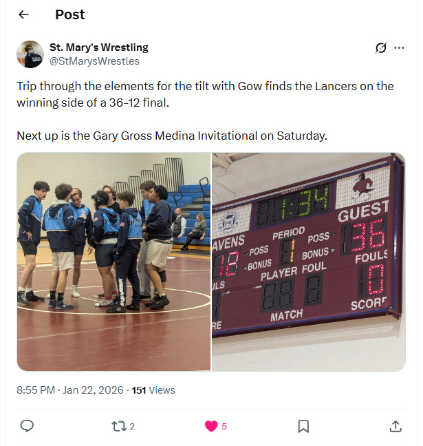 St. Mary's 36, Gow 12