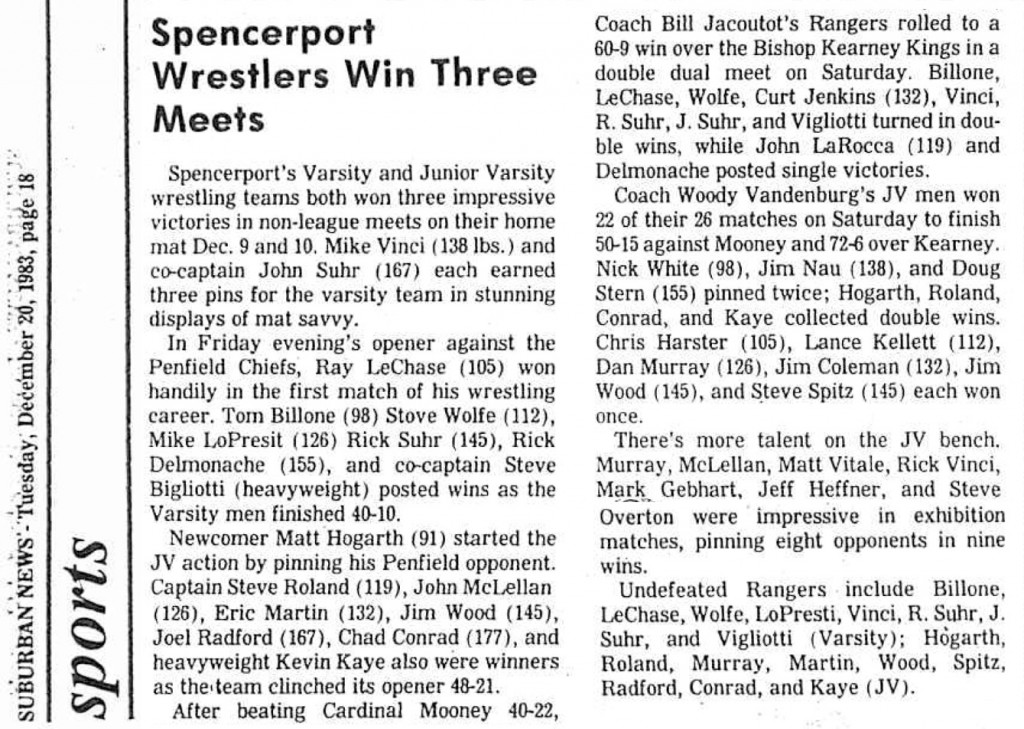 Spencerport Wrestlers Win Three Meets