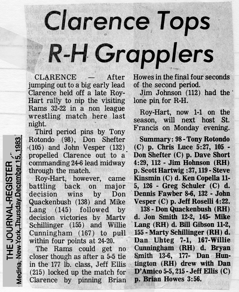 Clarence Tops Roy-Hart Grapplers