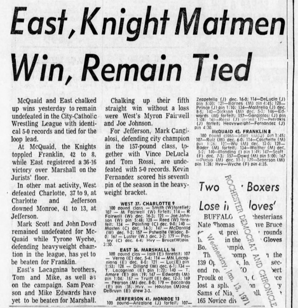 East, Knight Matmen Win, Remain Tied