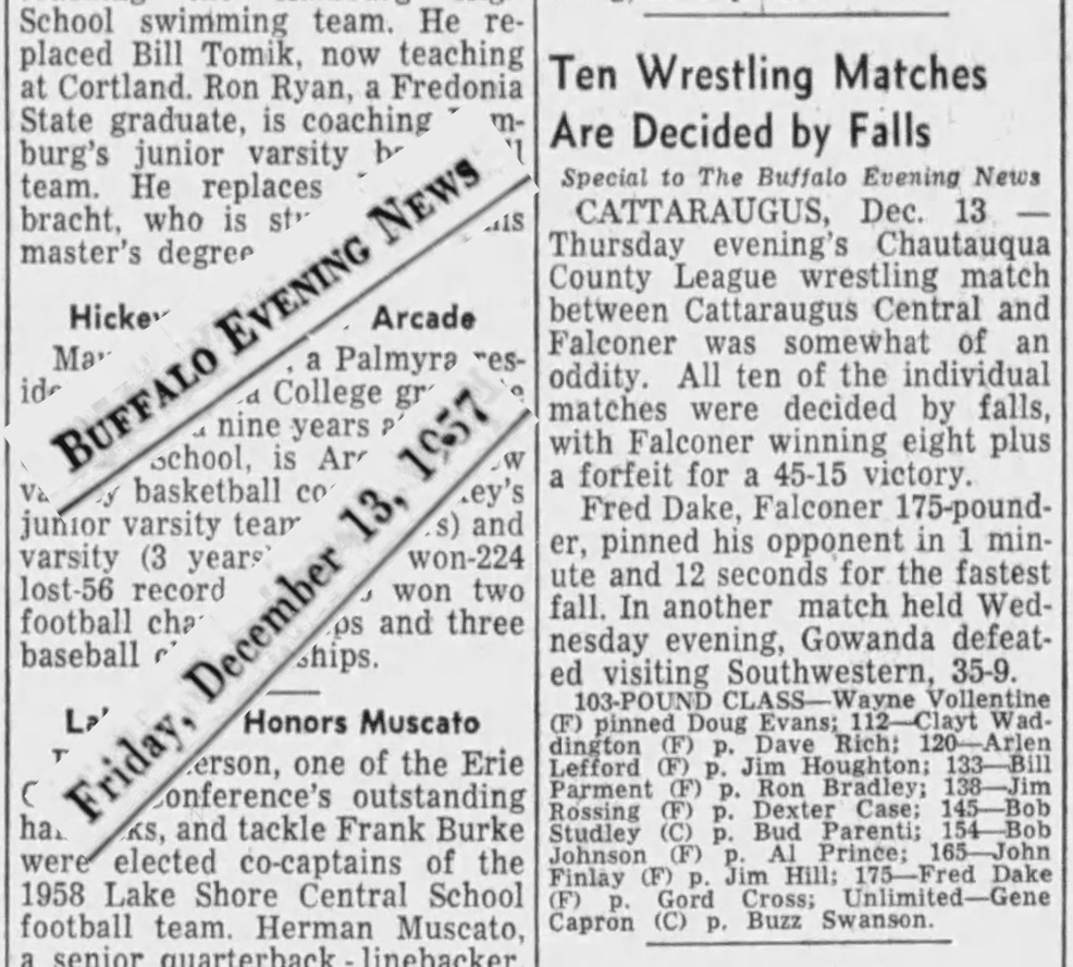 Ten Wrestling Matches Are Decided By Falls