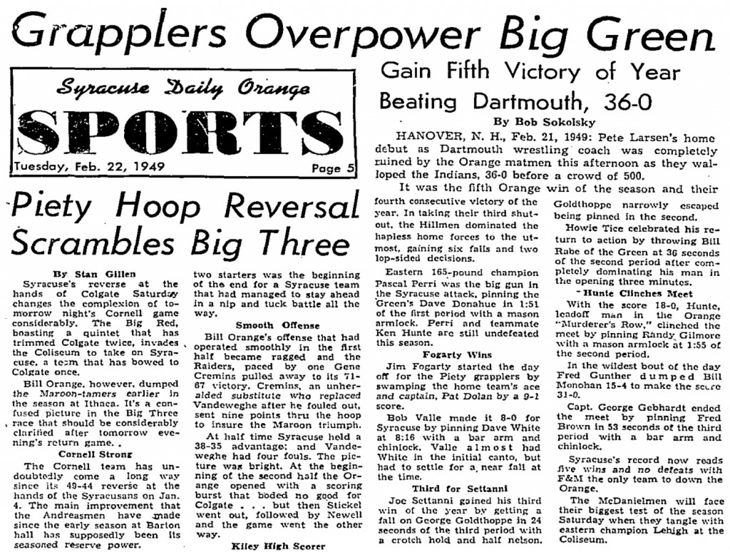 Orange Grapplers Overpower Big Green