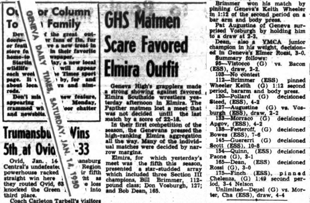 Geneva Matmen Scare Favored Elmira Outfit