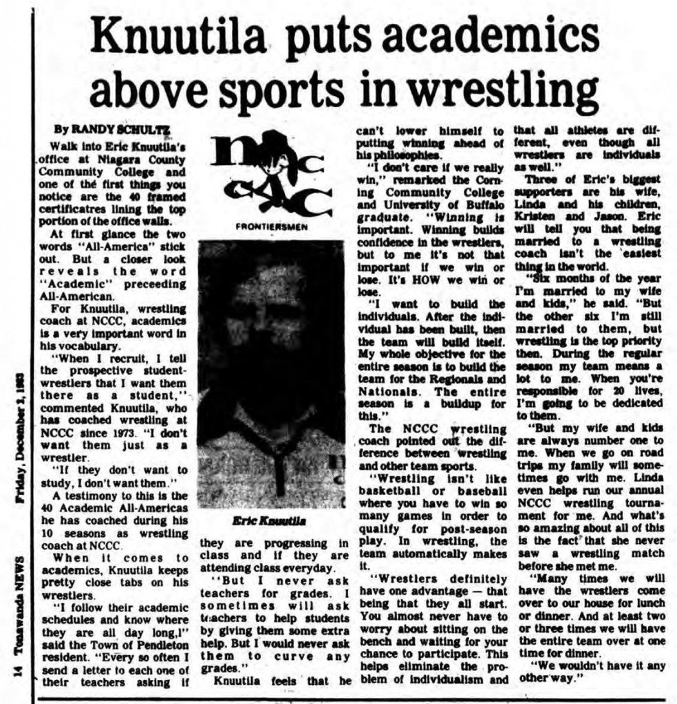 Knuutila puts academics above sports in wrestling
