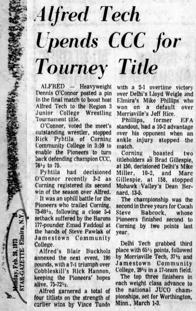 Alfred Tech Upends Corning CC for Tourney Title