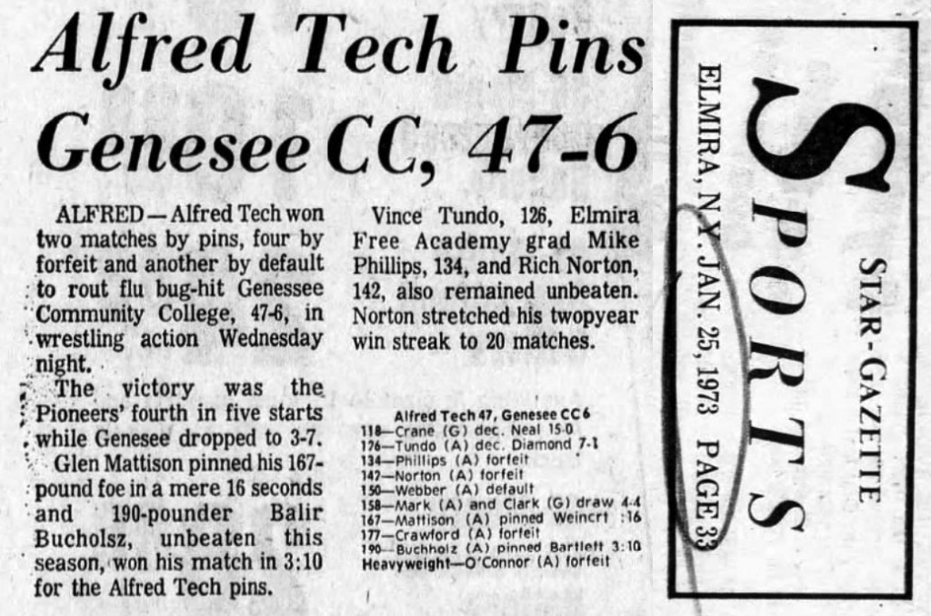 Alfred Tech Pins Genesee CC, 47-6