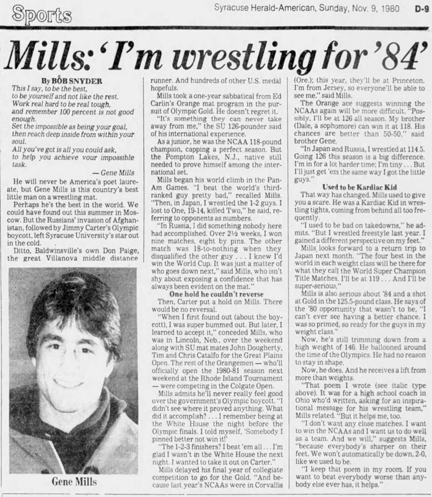 Mills: 'I'm Wrestling for '84'