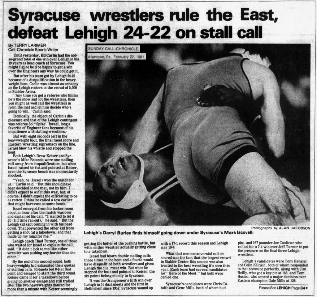 Syracuse wrestlers rule the East, defeat Lehigh 24-22 on stall call