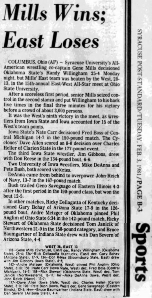 Mills Wins; East Loses