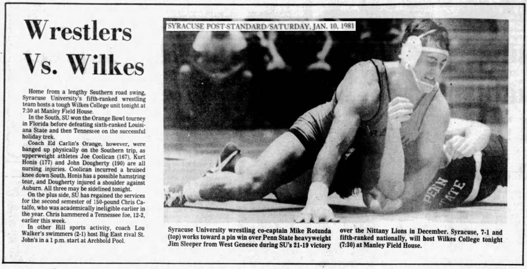Syracuse Wrestlers vs. Wilkes