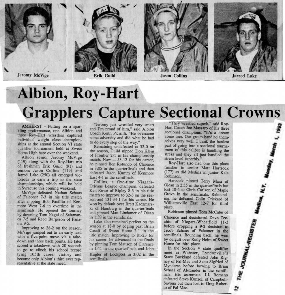 Albion, Roy-Hart Grapplers Capture Sectional Crowns