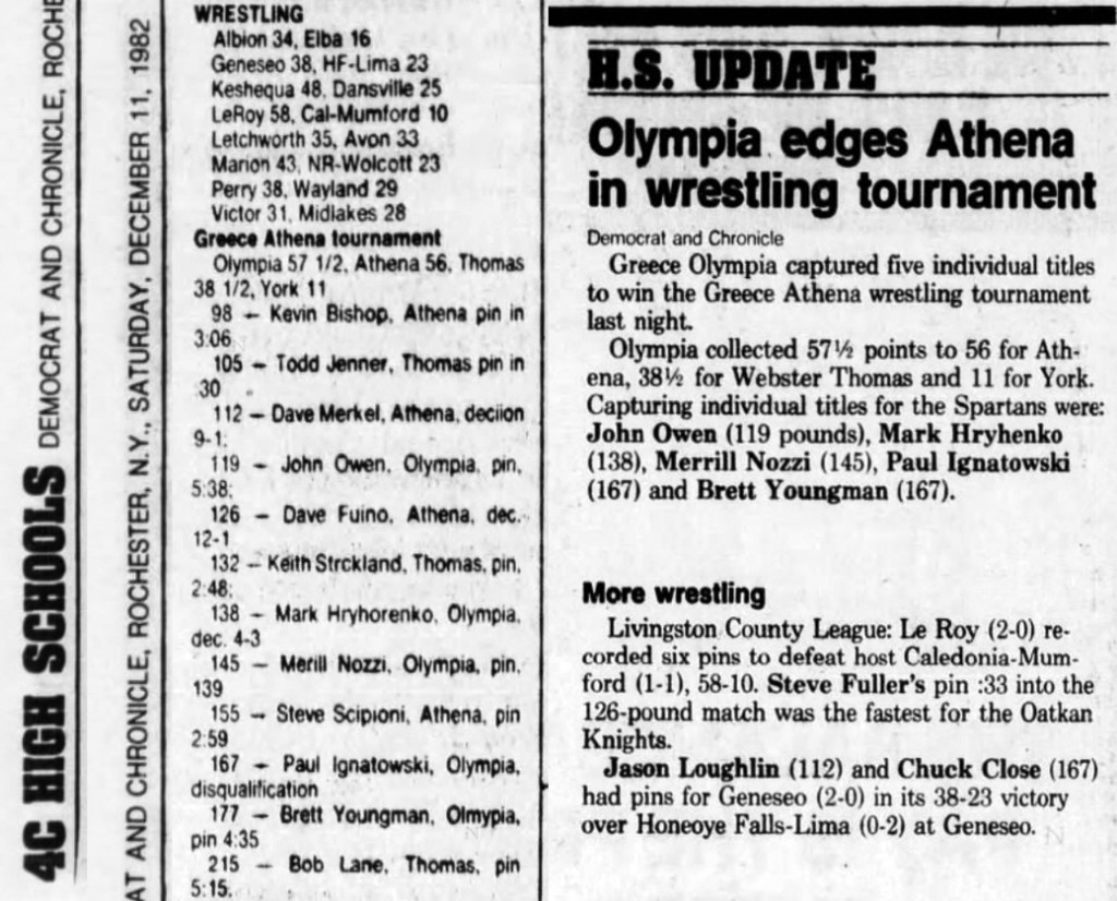 Olympia edges Athena in wrestling tournament